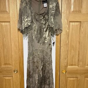 NWT Alex Evenings Taupe 2 Pc Dress Size 16